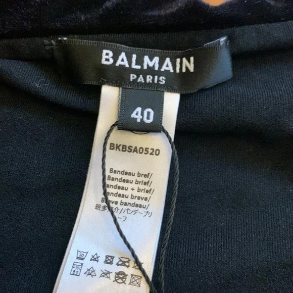 Balmain Designer Velvet Bikini Bottom Black Swim Bottom Size 40 or US Size 8 NWT - Picture 5 of 7